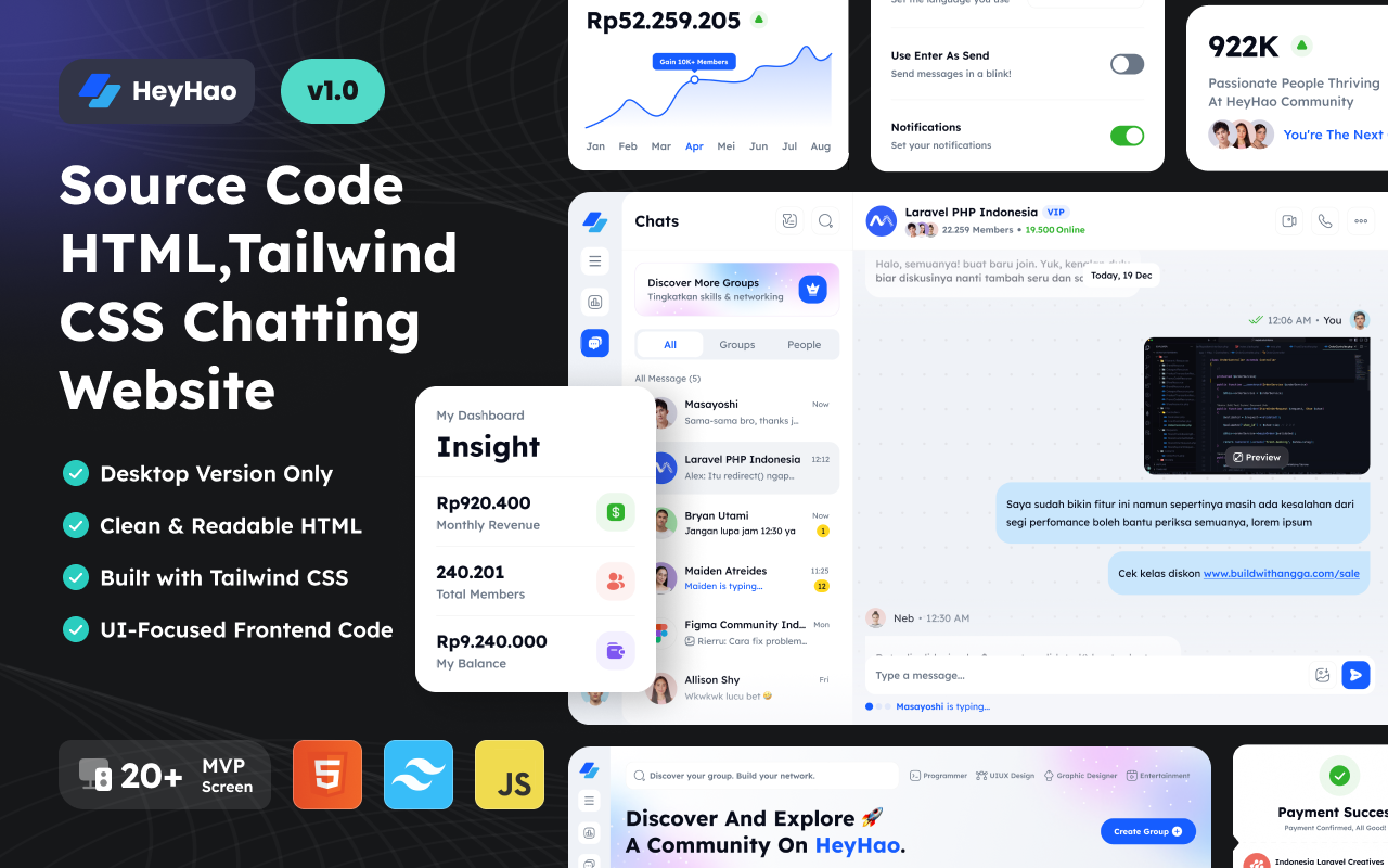 HTML, Tailwind CSS Chatting Website